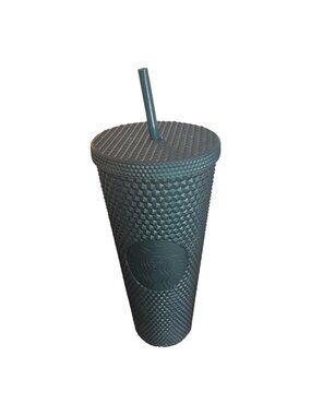 Starbucks 2021 Matte Black Studded 24 Oz Venti Cold Cup Tumbler With Straw